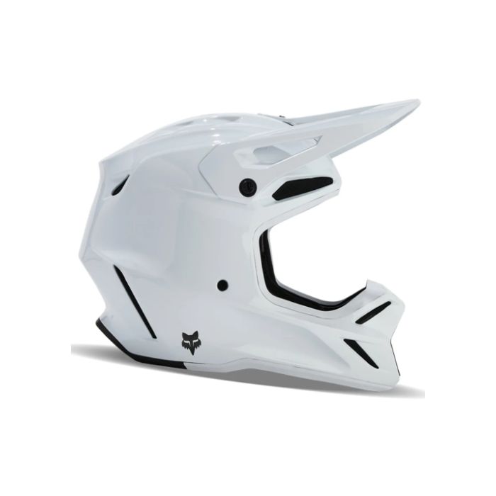 2024* Fox V3 RS Carbon Motocross Helmet ECE Solid Matte White with Helmet Bag & Spare Peak