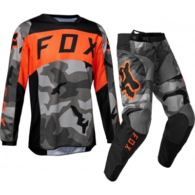 2023 fox 180 youth motocross gear bnkr grey camo orange