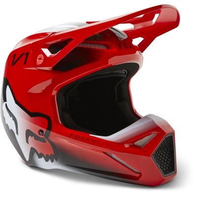 2023 fox v1 toxsyk youth kids motocross helmet flo red