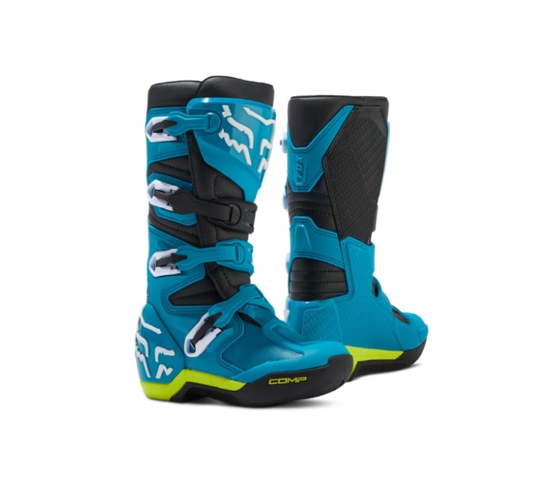 2024 Fox Youth Comp Motocross Boots (Blue/Yellow)